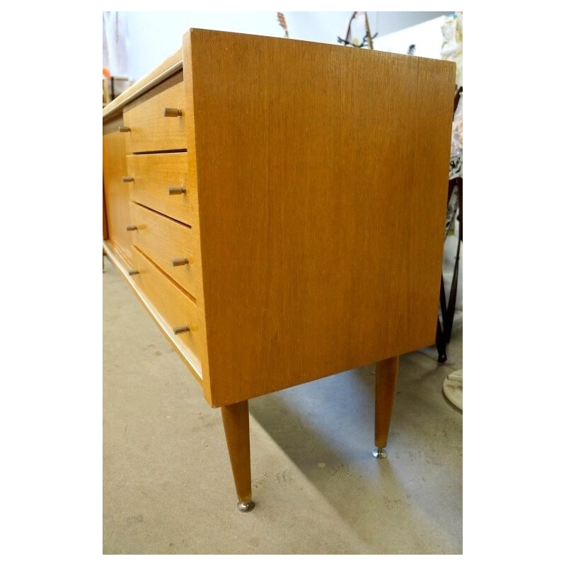 Beech sideboard with ceramic decoration - 1960s