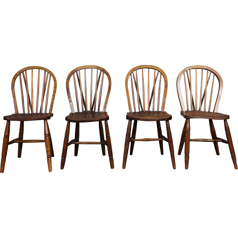 Ensemble de 4 chaises vintage en bois massif
