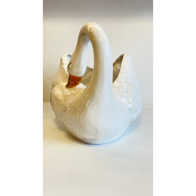 Vintage ceramic swan plant pot, Italy