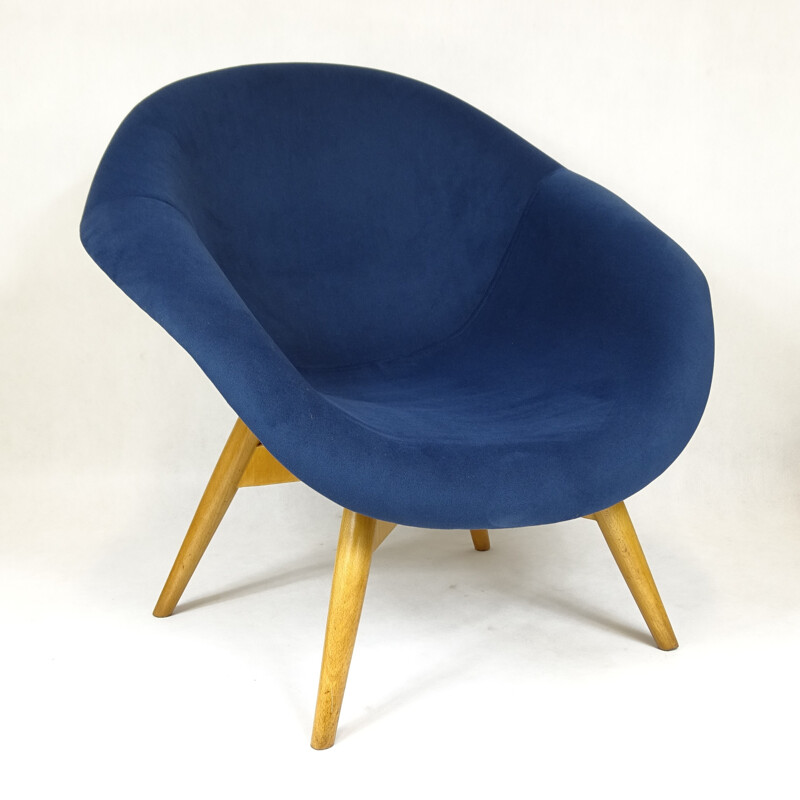 Fauteuil lounge tchèque bleu de Miroslav Navratil - 1960