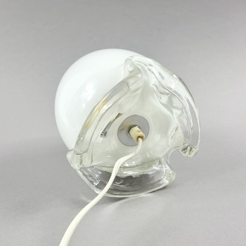 Lampe de table vintage modèle 6152 en verre blanc et transparent pour Glashütte Limburg, Allemagne 1960