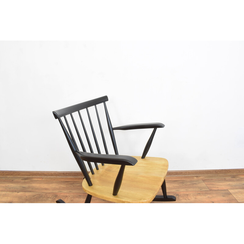 Vintage black rocking chair, Sweden 1960