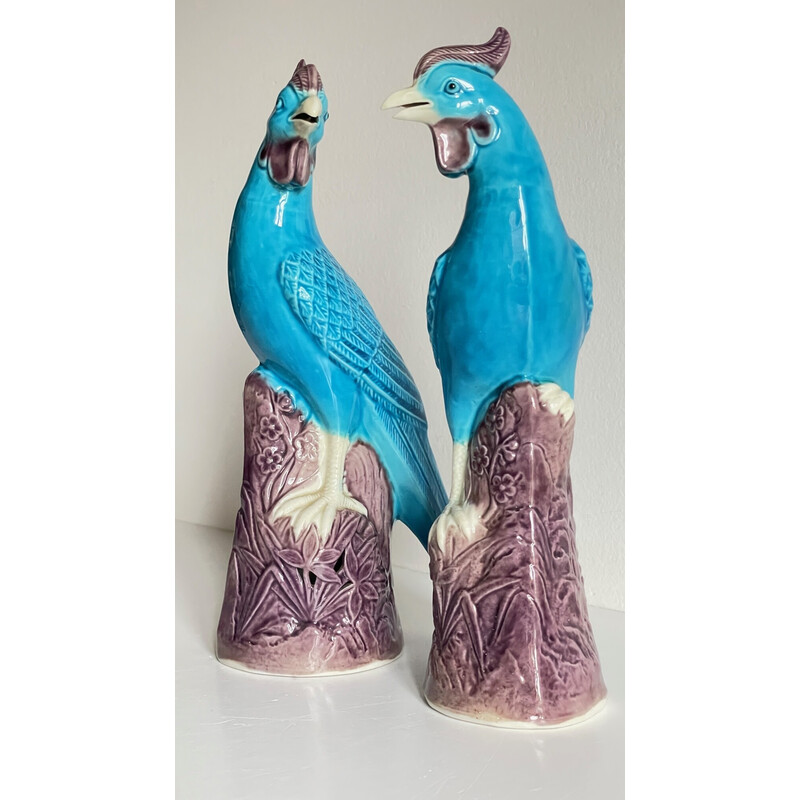 Pair of vintage Chinese porcelain Phenix birds