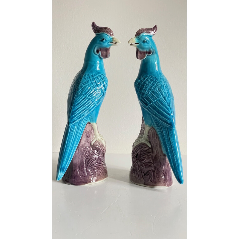 Pair of vintage Chinese porcelain Phenix birds