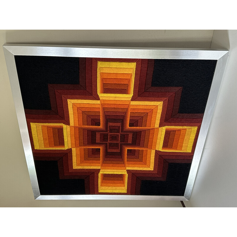 Vintage tapestry with aluminium frame by Patrice Allard, 1970