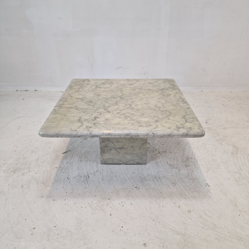 Table basse vintage en marbre de carrare, Italie 1980