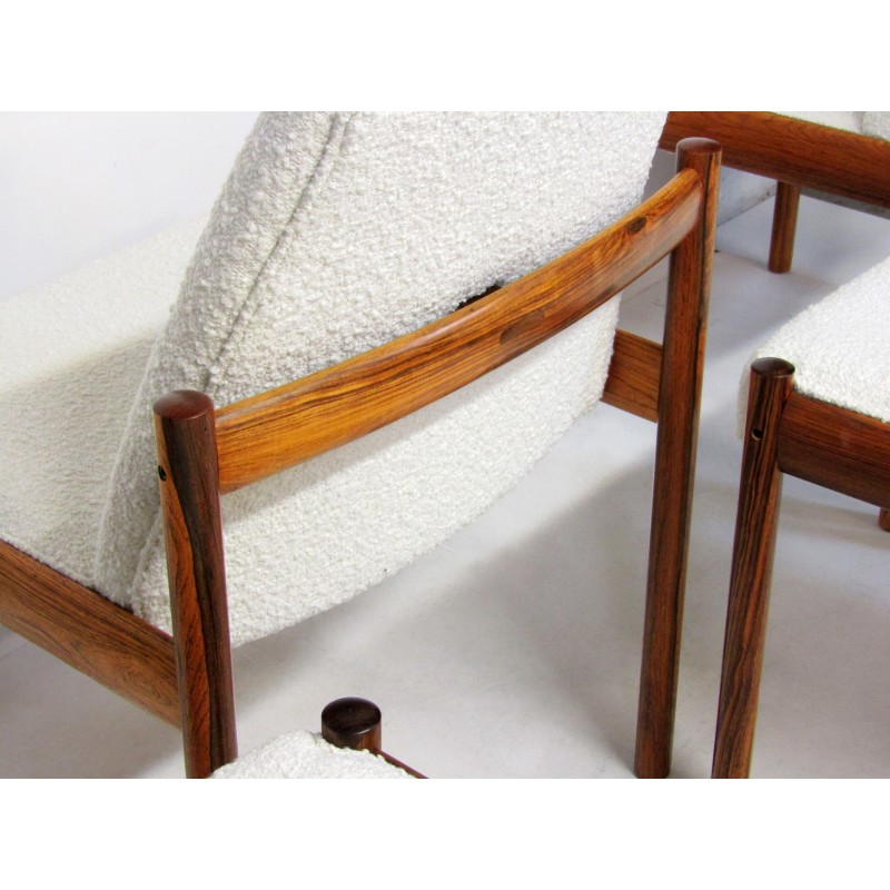 Set of 6 vintage dining chairs in Rio rosewood and Boucle fabric by Sven Ivar Dysthe for Dokka, 1960