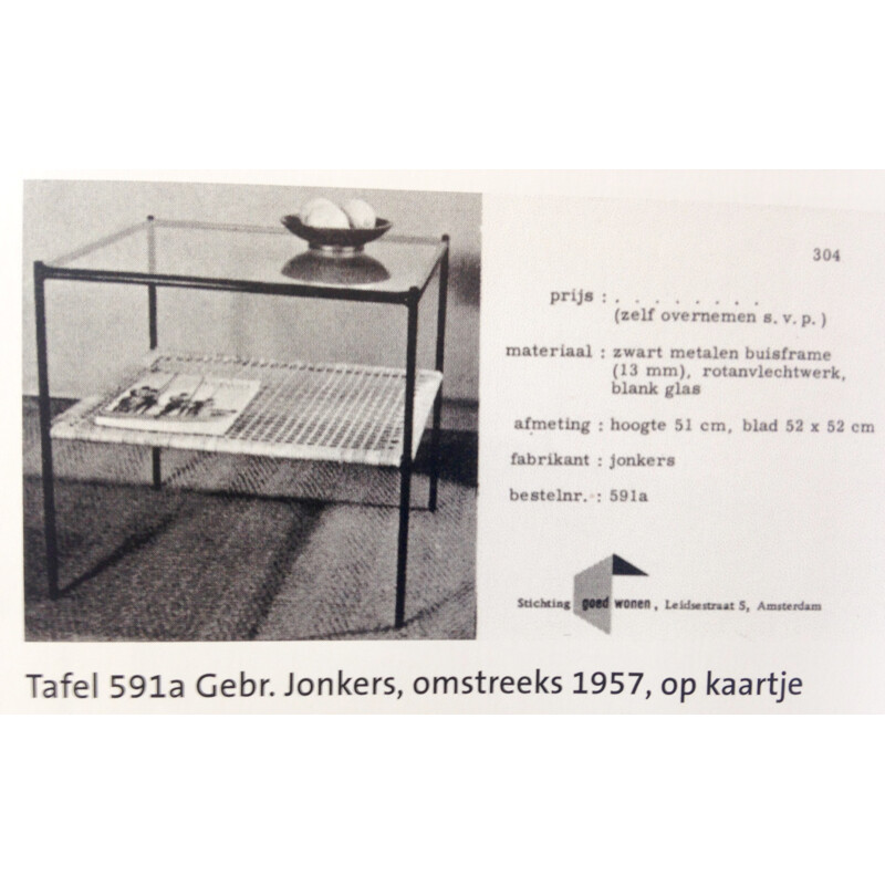 Mid-Century Dutch Rattan Coffee Table by Dirk Van Sliedregt for Rohe - 1950s