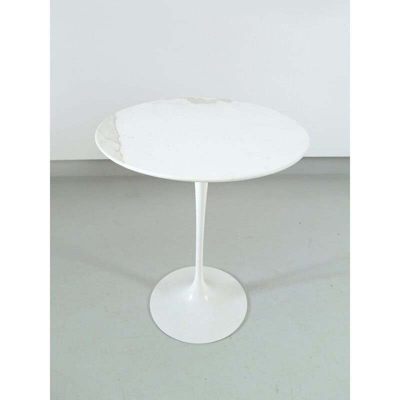 Vintage side table with Carrara marble top by Eero Saarinnen for Knoll International, Germany 1970