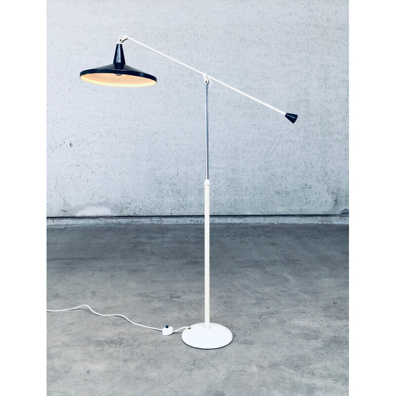 Vintage black "Panama" floor lamp by Wim Rietveld for Gispen, Netherlands 1957