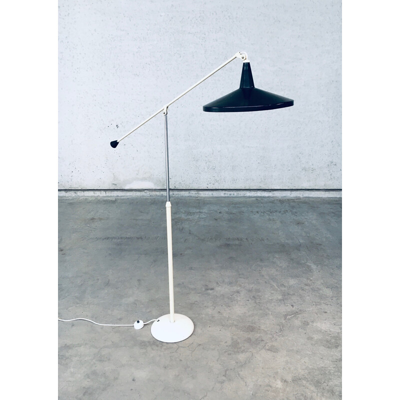 Vintage black "Panama" floor lamp by Wim Rietveld for Gispen, Netherlands 1957