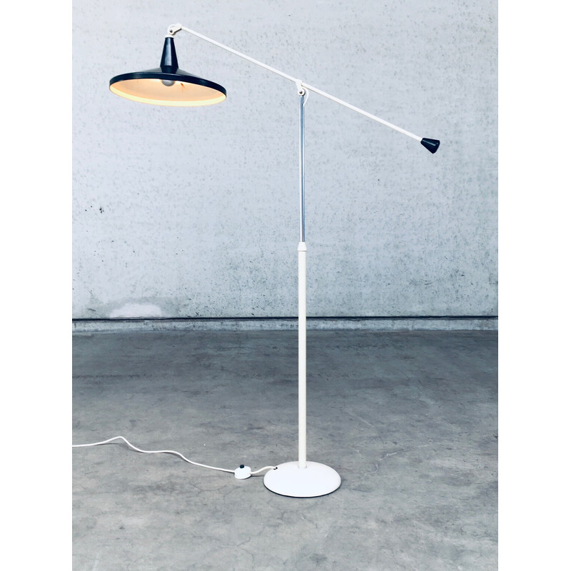 Vintage black "Panama" floor lamp by Wim Rietveld for Gispen, Netherlands 1957