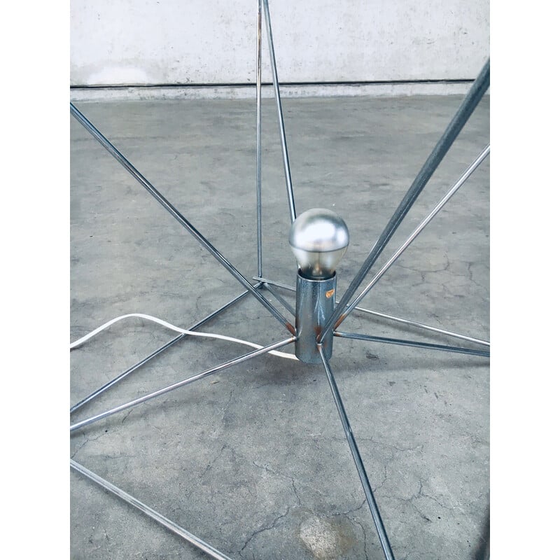 Vintage floor lamp in chrome metal and cut glass top by Max Sauze, France 1960