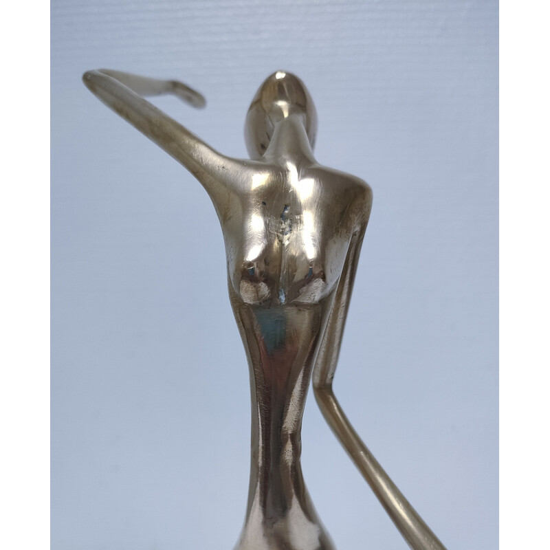 Vintage sculpture of a dancing woman statue in solid brass, 1980