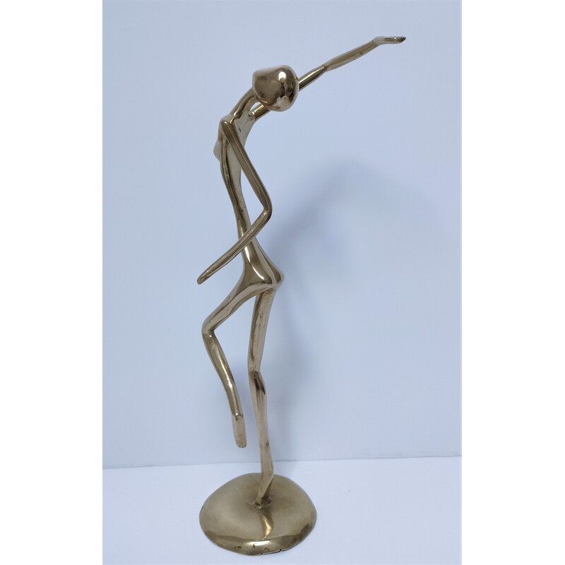 Vintage sculpture of a dancing woman statue in solid brass, 1980