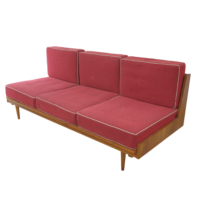 Vintage beech folding sofa bed for Drevotvar, Czechoslovakia 1970