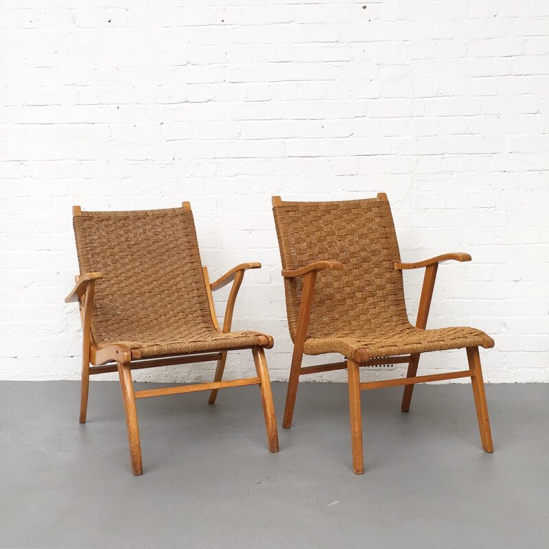 Beech Frame and Rattan armhair for V&D, Holland - 1960s