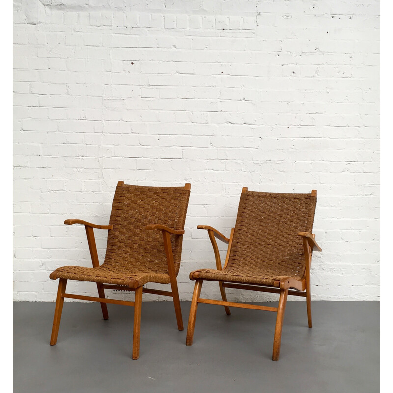 Beech Frame and Rattan armhair for V&D, Holland - 1960s