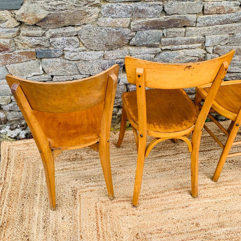 Ensemble de 4 chaises de bistrot vintage dépareillées
