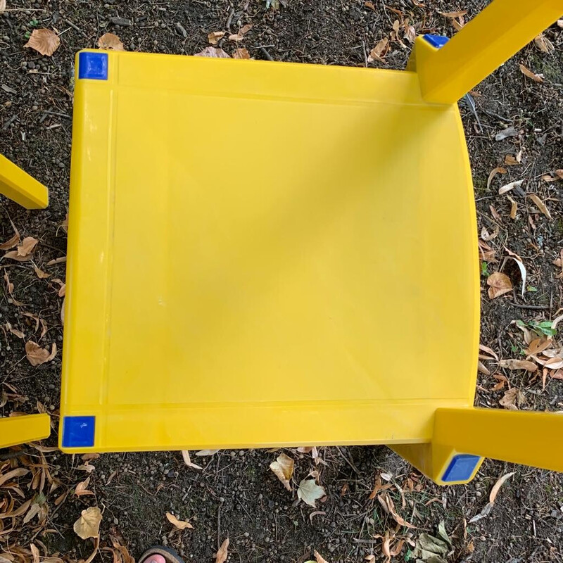 Pair of vintage yellow Altaïr plastic chairs by Henry Massonnet, 1990