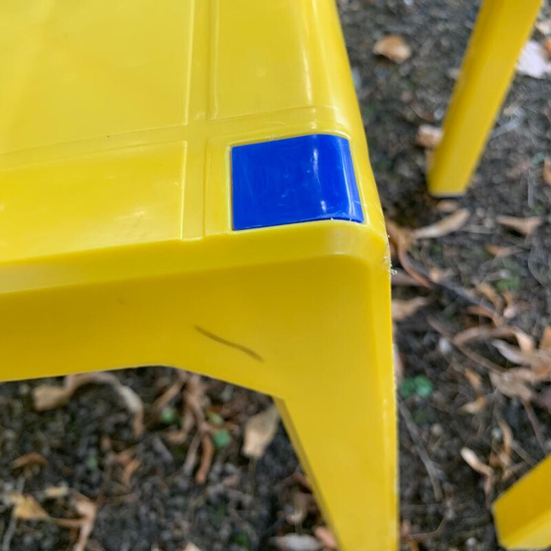 Pair of vintage yellow Altaïr plastic chairs by Henry Massonnet, 1990