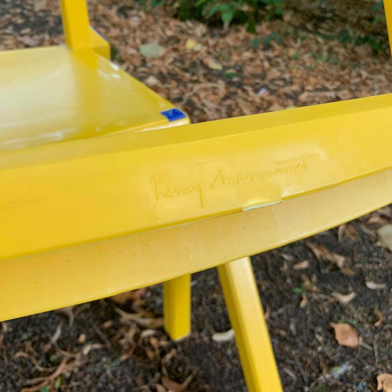 Pair of vintage yellow Altaïr plastic chairs by Henry Massonnet, 1990