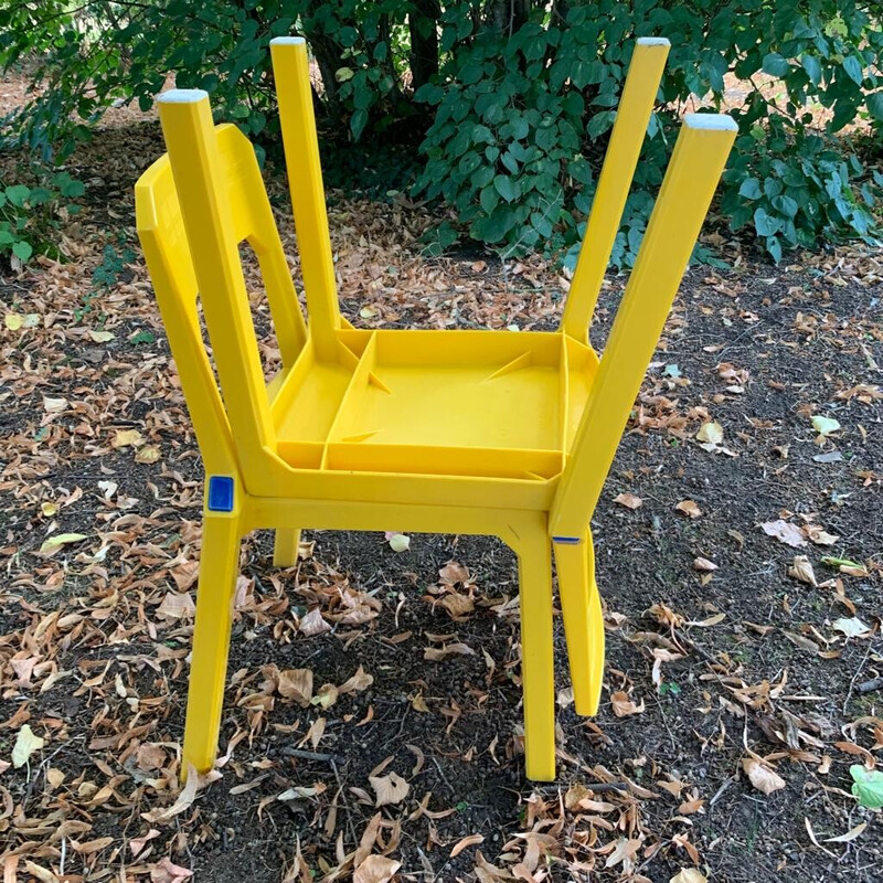 Pair of vintage yellow Altaïr plastic chairs by Henry Massonnet, 1990