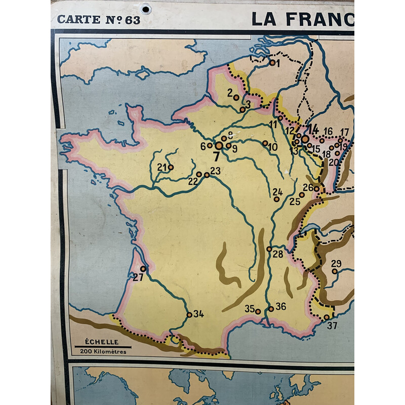 Carte géographique et historique vintage « la france de 1815 à 1914 » par P. Briard
