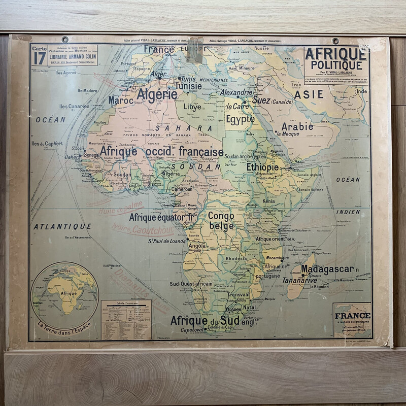 Carte géographique vintage Afrique politique - n°17 et 17 bis