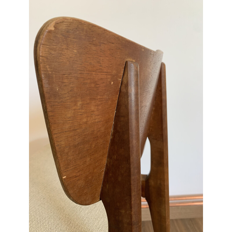 Chaise vintage 6157 en bois par Roger Landault pour Boutier, 1950