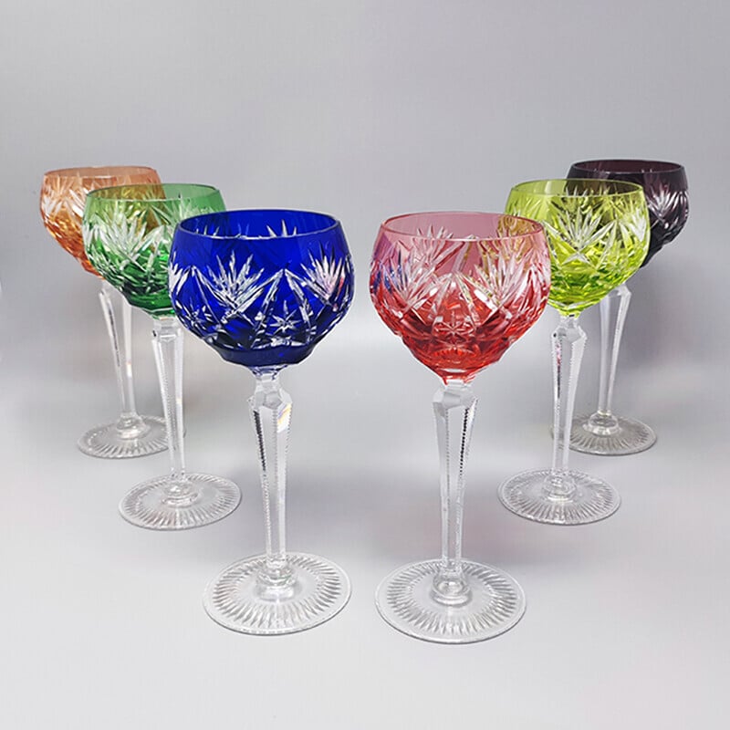 Ensemble de 6 verres vintage en cristal pour Val Saint Lambert, Belgique 1960