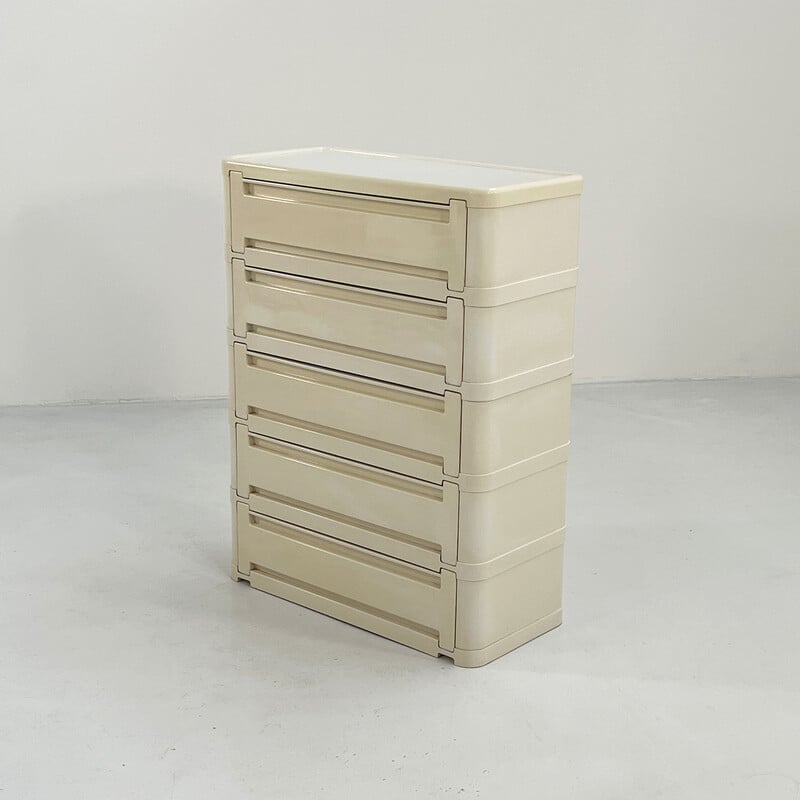 Vintage white "4964" chest of drawers with 5 drawers by Olaf Von Bohr for Kartell, 1970