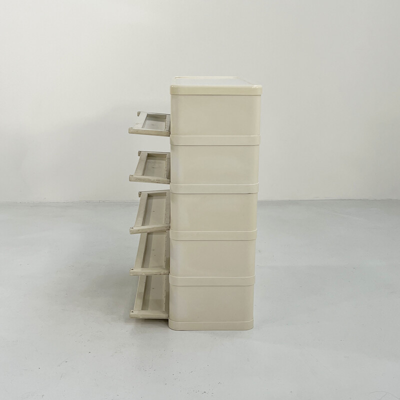 Vintage white "4964" chest of drawers with 5 drawers by Olaf Von Bohr for Kartell, 1970