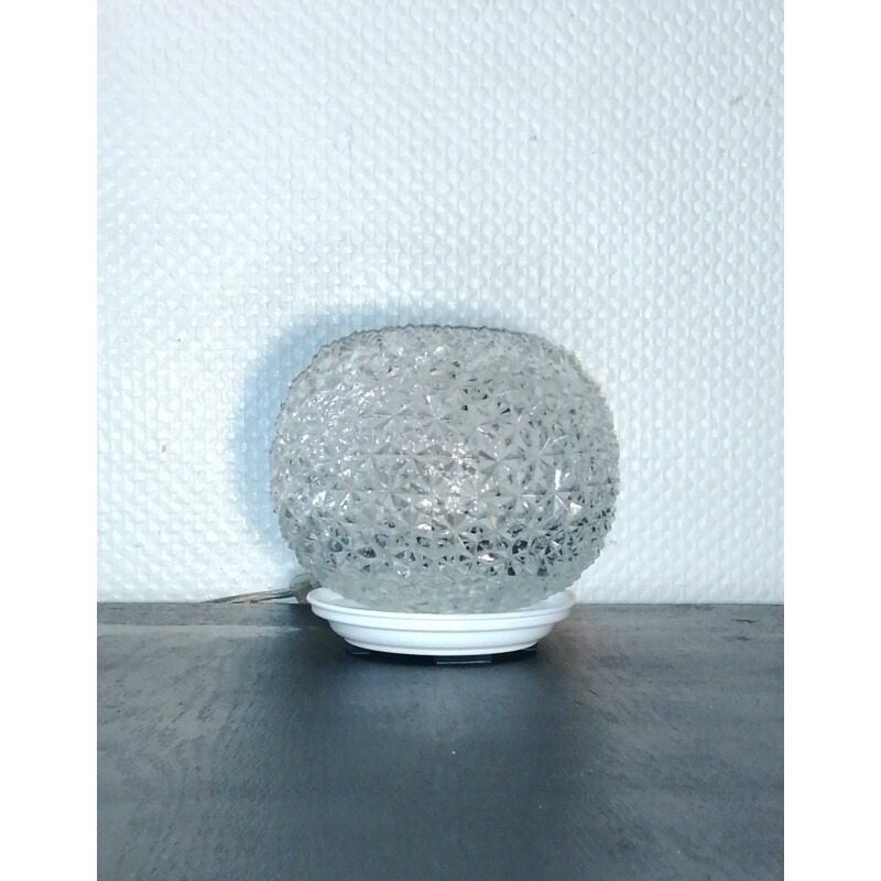 Lampe à poser vintage en forme de sphère en verre dit pointe de diamant, 1960