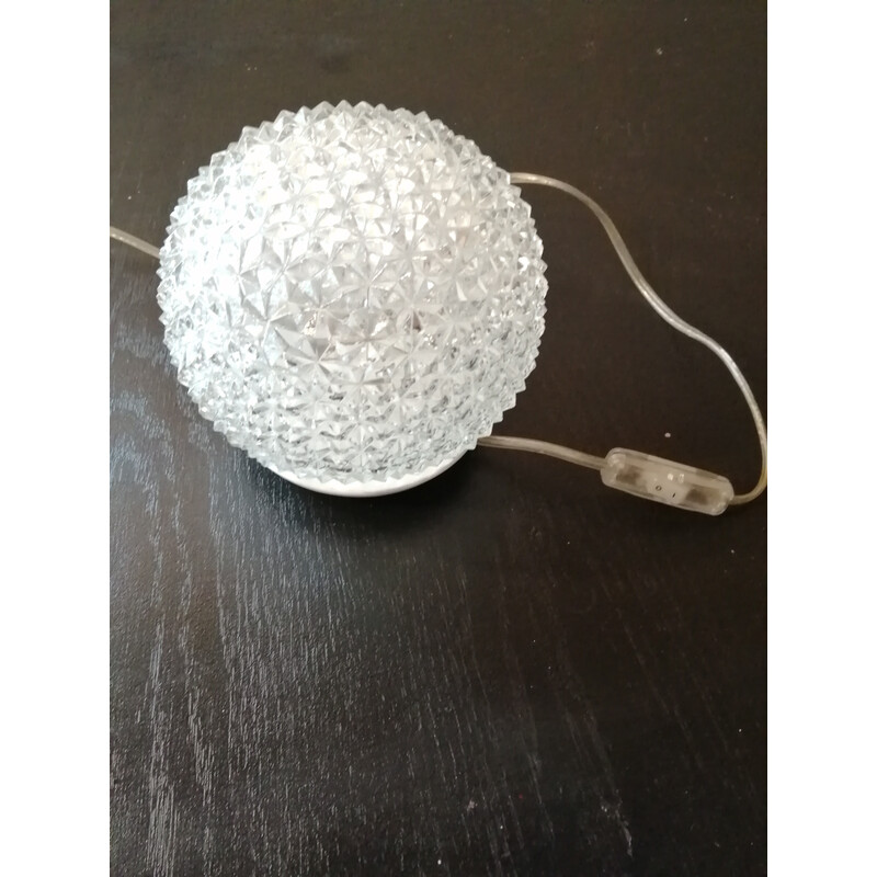 Lampe à poser vintage en forme de sphère en verre dit pointe de diamant, 1960
