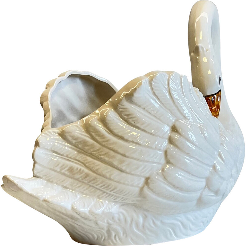 Vintage ceramic swan plant pot, Italy
