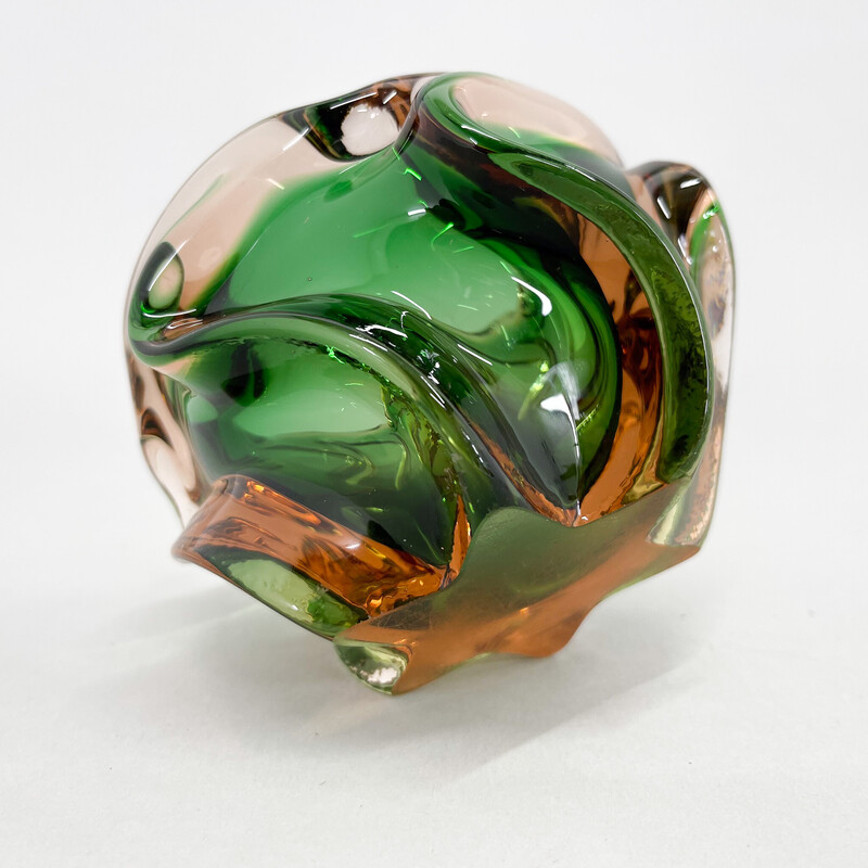 Vintage glass ashtray by Josef Hospodka for Chribska Glassworks, Czechoslovakia 1960