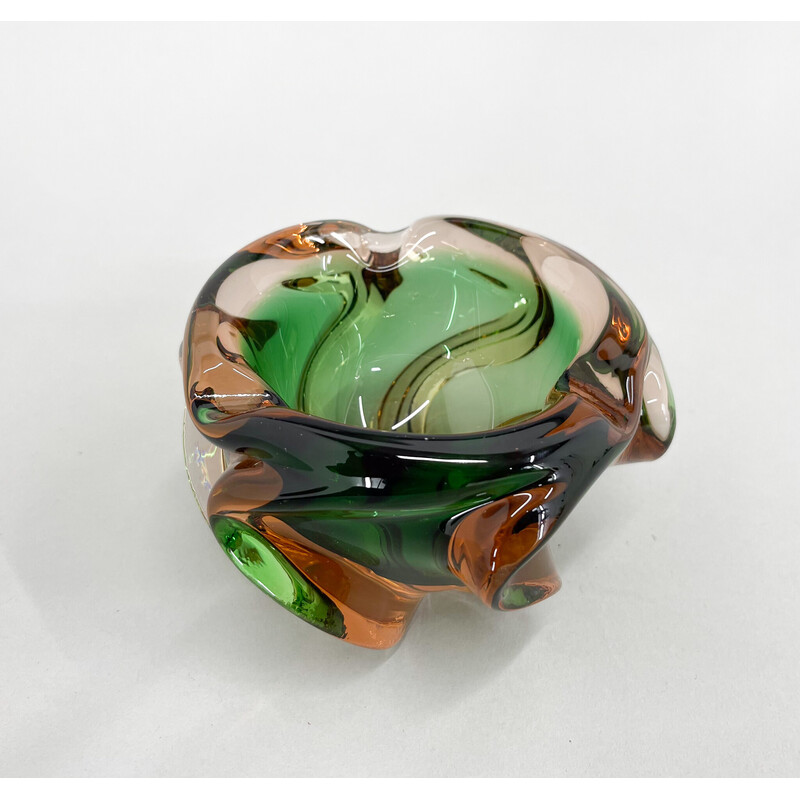 Vintage glass ashtray by Josef Hospodka for Chribska Glassworks, Czechoslovakia 1960