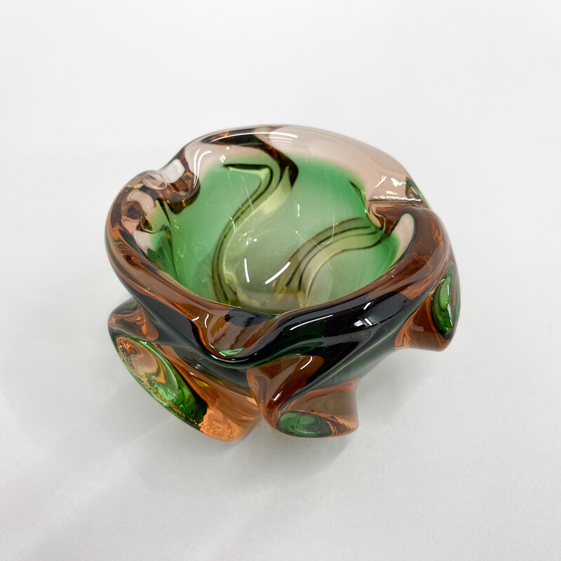 Vintage glass ashtray by Josef Hospodka for Chribska Glassworks, Czechoslovakia 1960