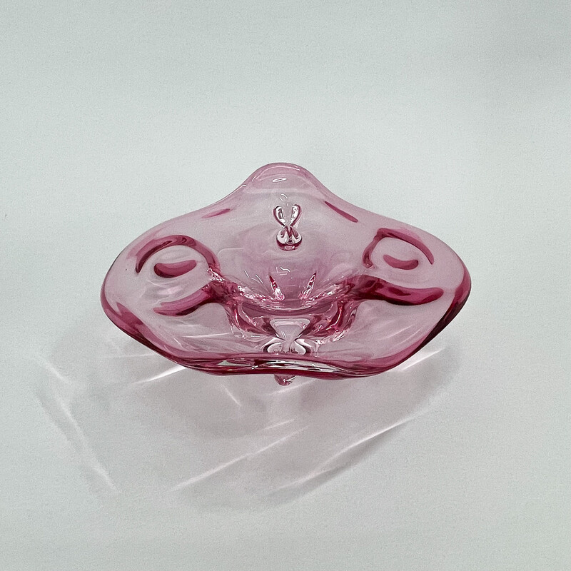 Vintage glass bowl by Josef Hospodka for Chribska Glassworks, Czechoslovakia 1960