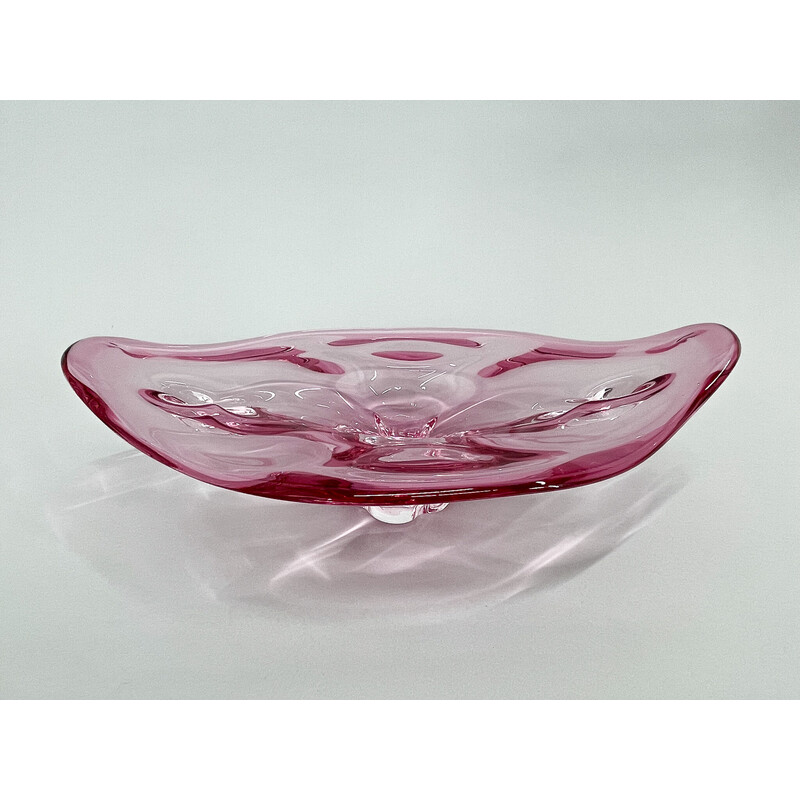 Vintage glass bowl by Josef Hospodka for Chribska Glassworks, Czechoslovakia 1960