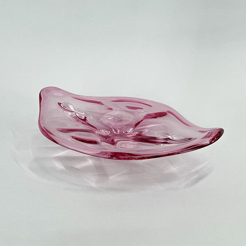 Vintage glass bowl by Josef Hospodka for Chribska Glassworks, Czechoslovakia 1960