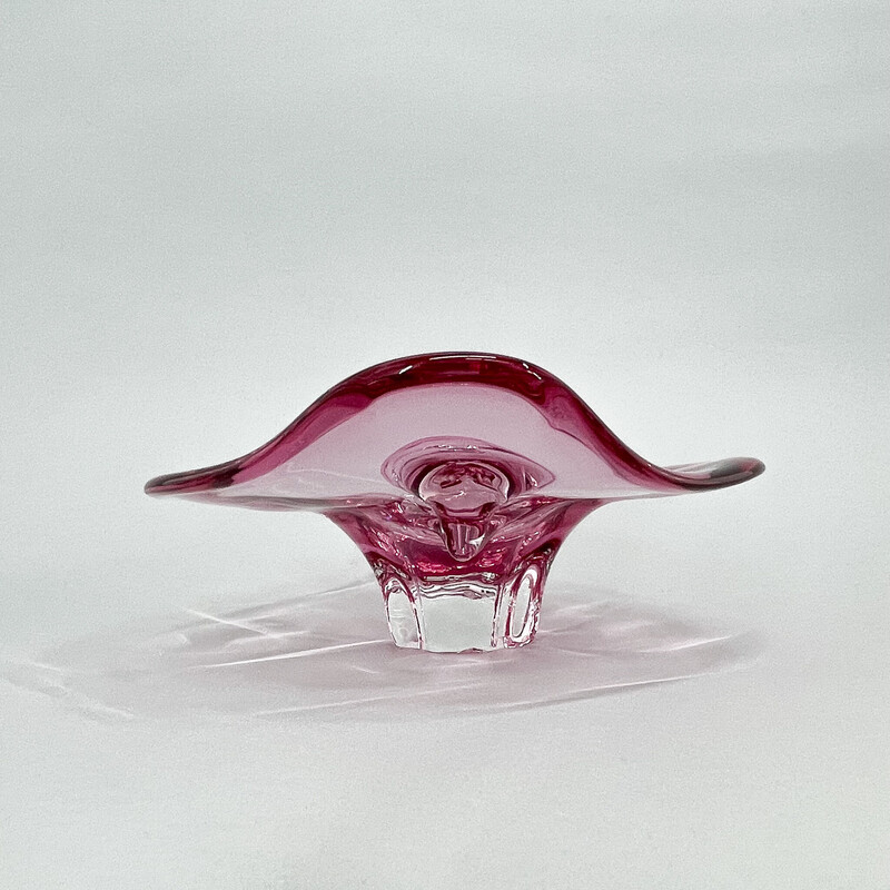 Vintage glass bowl by Josef Hospodka for Chribska Glassworks, Czechoslovakia 1960