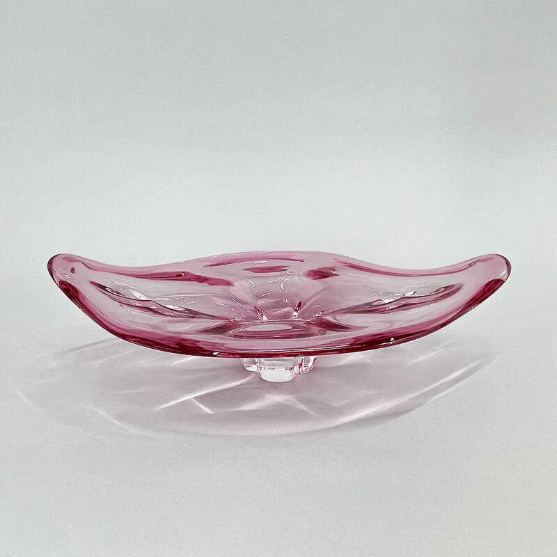 Vintage glass bowl by Josef Hospodka for Chribska Glassworks, Czechoslovakia 1960
