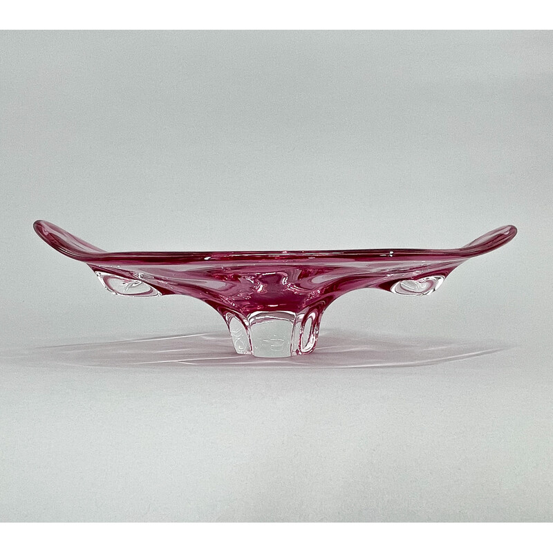 Bol vintage en verre par Josef Hospodka pour Chribska Glassworks, Tchécoslovaquie 1960
