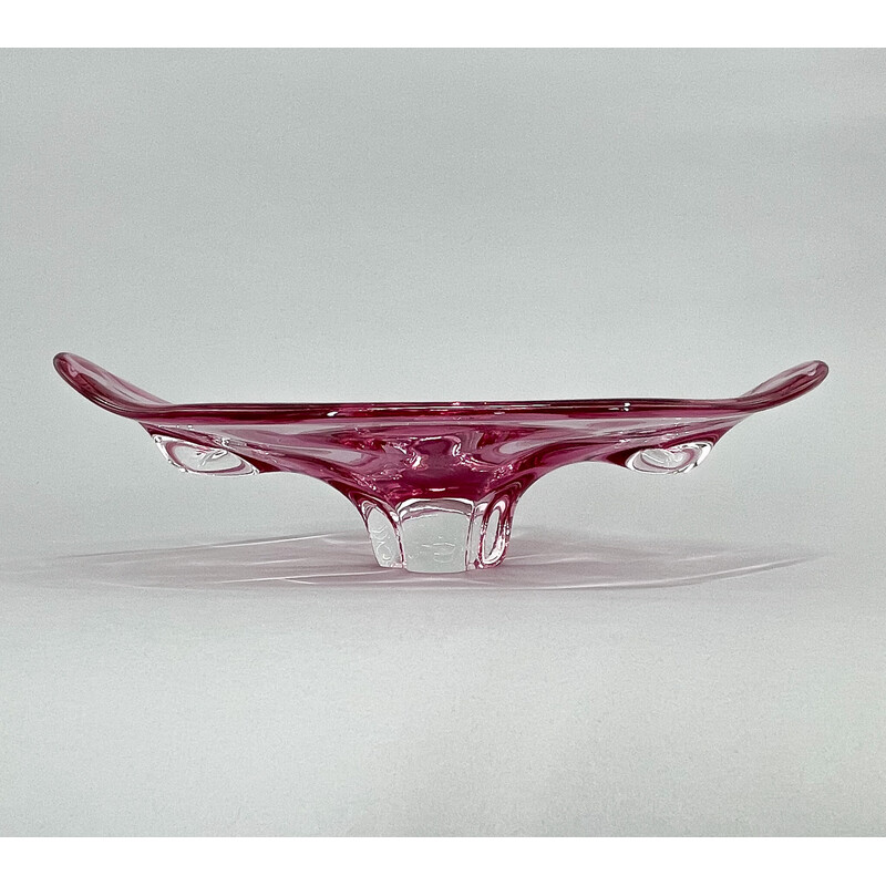 Vintage glass bowl by Josef Hospodka for Chribska Glassworks, Czechoslovakia 1960