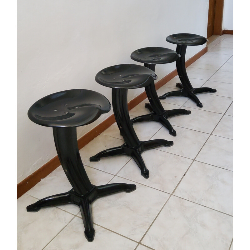 Set of 4 vintage Lotus stools by Yasu Sasamoto for Dulton