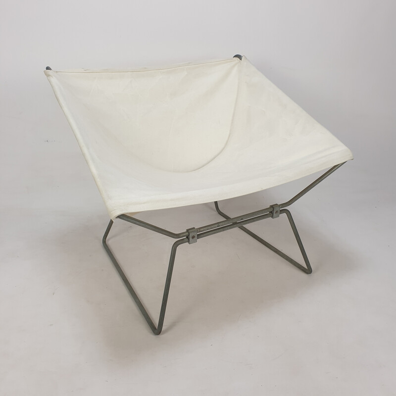 Vintage AP-14 butterfly chair in steel tubes by Pierre Paulin for Ap Polak, 1950