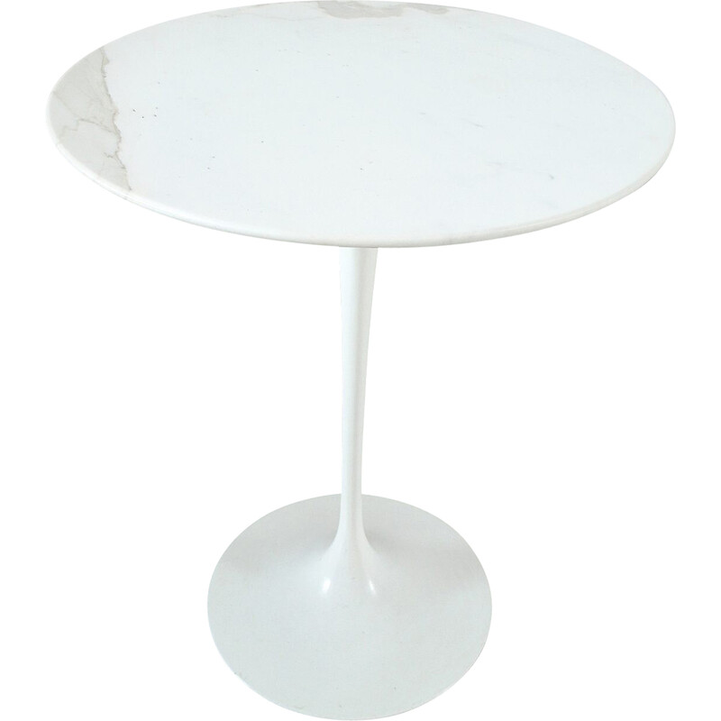 Vintage side table with Carrara marble top by Eero Saarinnen for Knoll International, Germany 1970