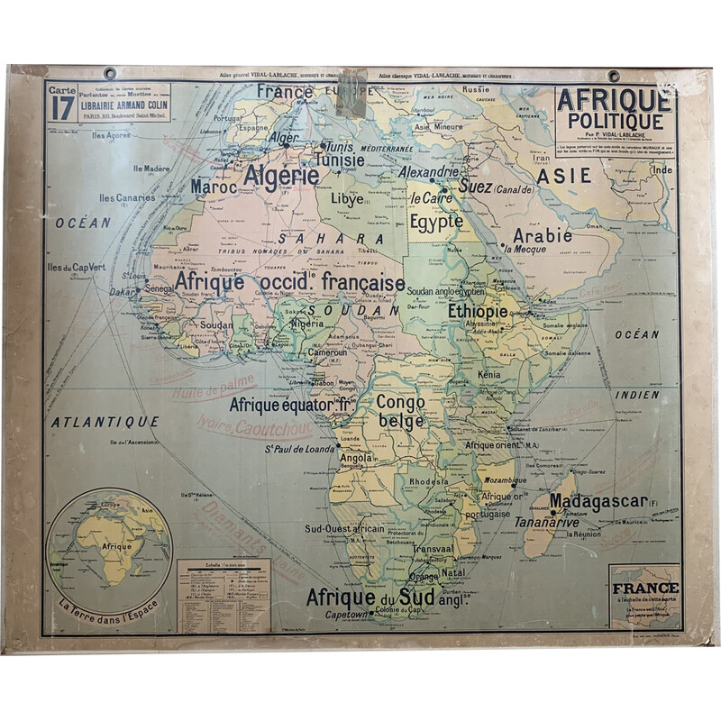 Carte géographique vintage Afrique politique - n°17 et 17 bis